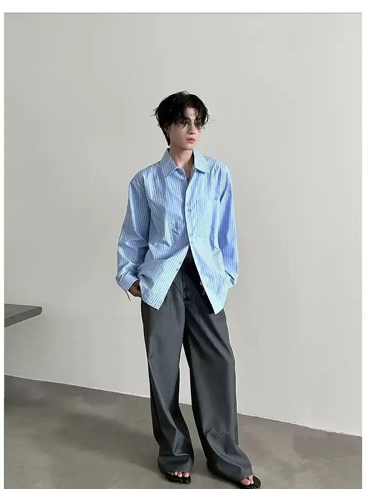 Gen Slouchy Striped Shirt-korean-fashion-Shirt-Gen's Closet-OH Garments
