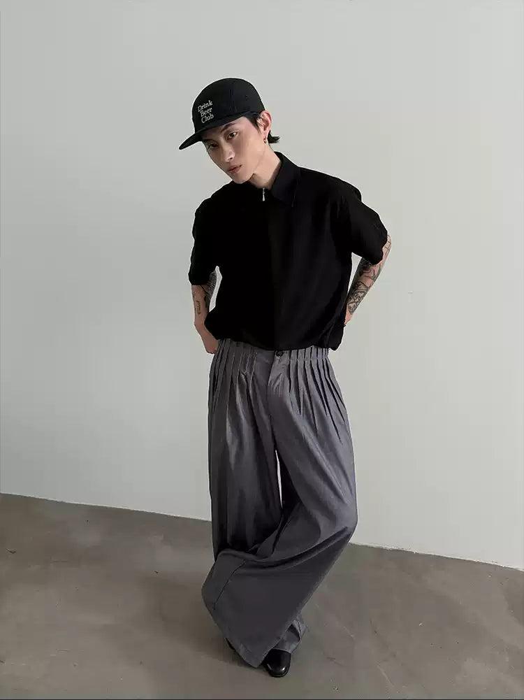Gen Solid Invisible Half-Zipped Shirt-korean-fashion-Shirt-Gen's Closet-OH Garments