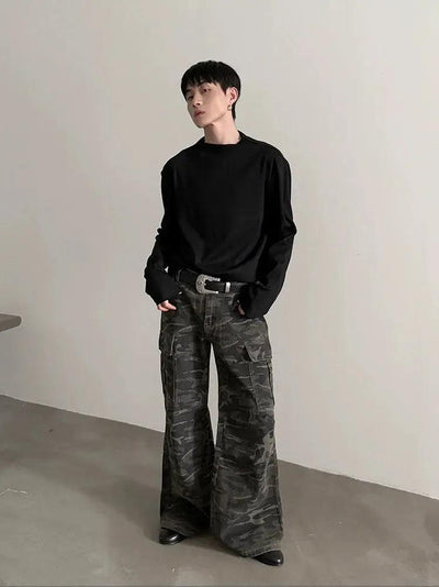 Gen Solid Mock Neck L/S T-Shirt-korean-fashion-T-Shirt-Gen's Closet-OH Garments