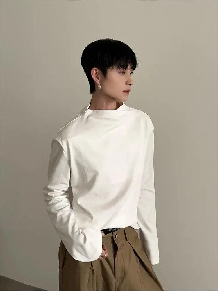 Gen Solid Mock Neck L/S T-Shirt-korean-fashion-T-Shirt-Gen's Closet-OH Garments