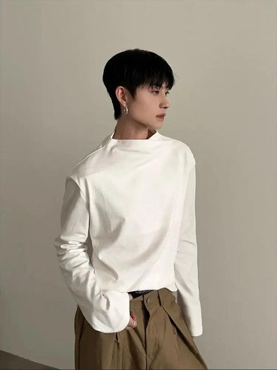 Gen Solid Mock Neck L/S T-Shirt-korean-fashion-T-Shirt-Gen's Closet-OH Garments