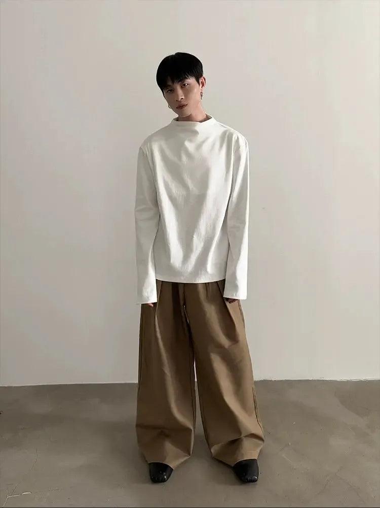 Gen Solid Mock Neck L/S T-Shirt-korean-fashion-T-Shirt-Gen's Closet-OH Garments