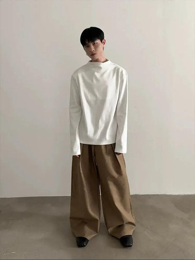 Gen Solid Mock Neck L/S T-Shirt-korean-fashion-T-Shirt-Gen's Closet-OH Garments