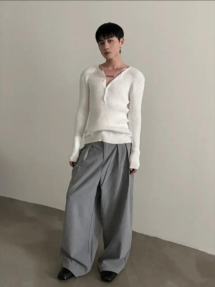 Gen Strapped Belt Wide Trousers-korean-fashion-Trousers-Gen's Closet-OH Garments