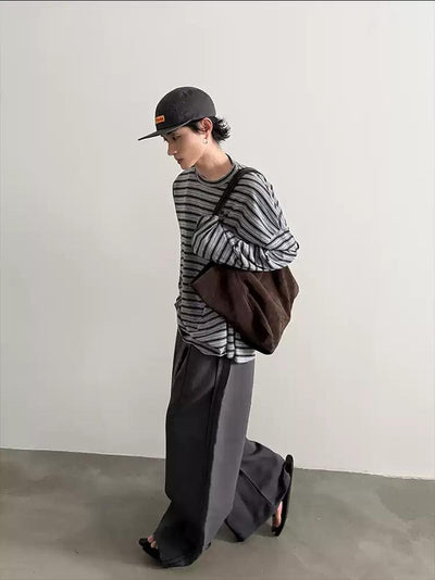 Gen Striped Long Sleeve T-Shirt-korean-fashion-T-Shirt-Gen's Closet-OH Garments