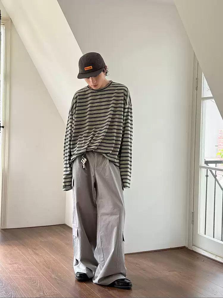 Gen Striped Long Sleeve T-Shirt-korean-fashion-T-Shirt-Gen's Closet-OH Garments
