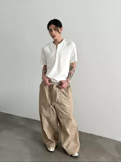 Gen Structured Henley Collar T-Shirt-korean-fashion-T-Shirt-Gen's Closet-OH Garments