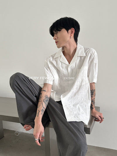 Gen Textured Embroidery Shirt-korean-fashion-Shirt-Gen's Closet-OH Garments