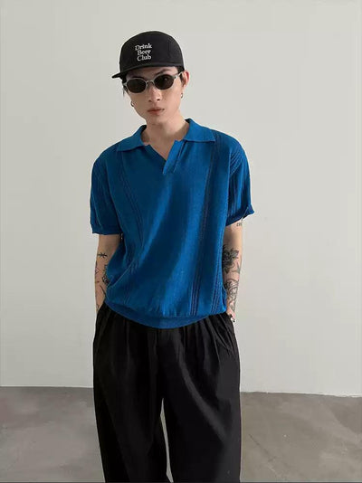 Gen Textured Knit Detail Polo-korean-fashion-Polo-Gen's Closet-OH Garments
