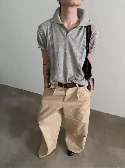 Gen Textured Knit Detail Polo-korean-fashion-Polo-Gen's Closet-OH Garments