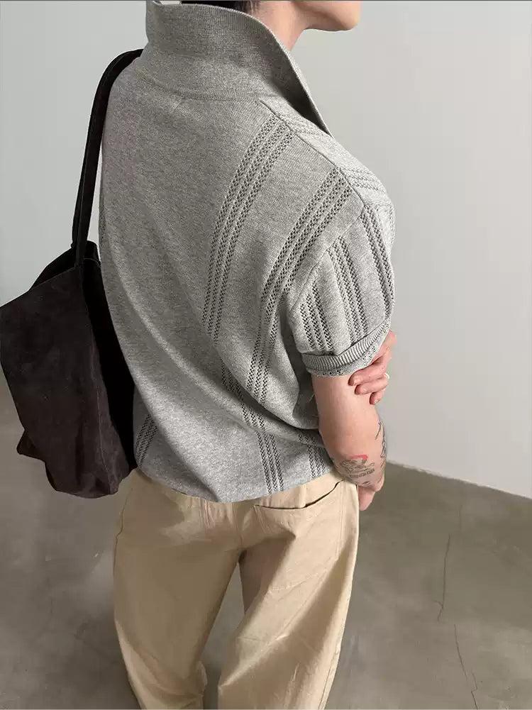 Gen Textured Knit Detail Polo-korean-fashion-Polo-Gen's Closet-OH Garments