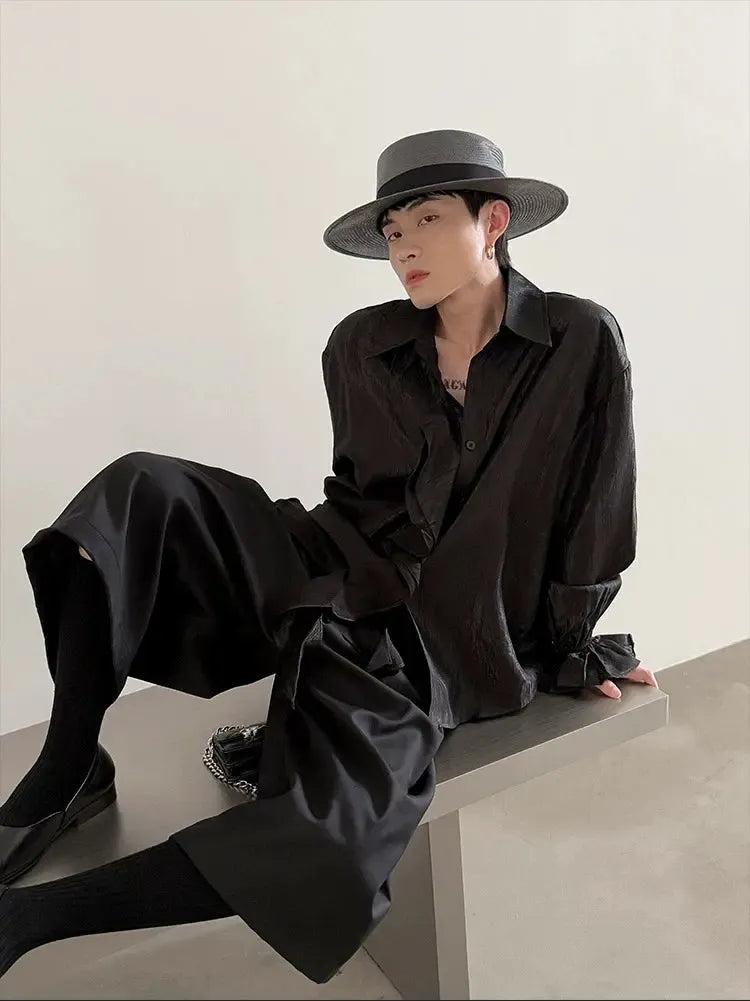 Gen Textured Ruffled L/S Shirt-korean-fashion-Shirt-Gen's Closet-OH Garments