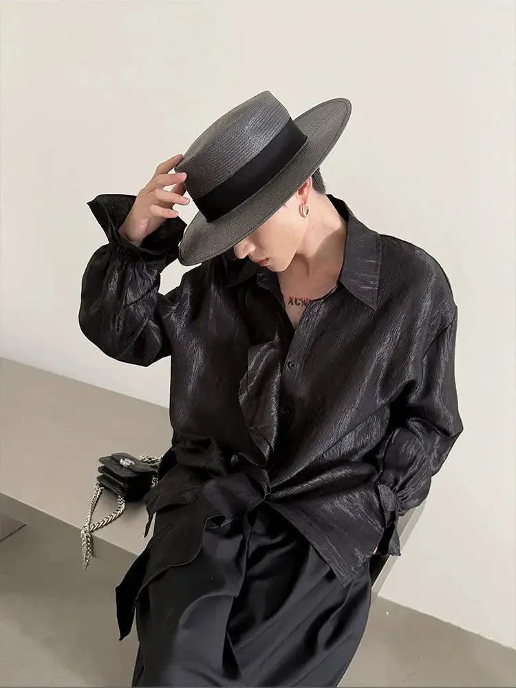 Gen Textured Ruffled L/S Shirt-korean-fashion-Shirt-Gen's Closet-OH Garments