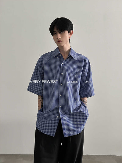 Gen Thin Plaid Pleated Shirt-korean-fashion-Shirt-Gen's Closet-OH Garments