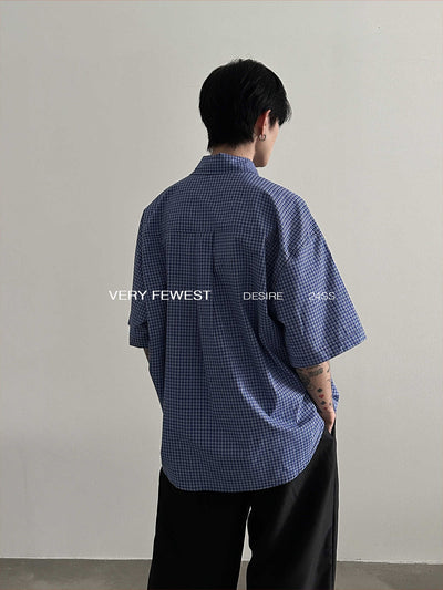 Gen Thin Plaid Pleated Shirt-korean-fashion-Shirt-Gen's Closet-OH Garments