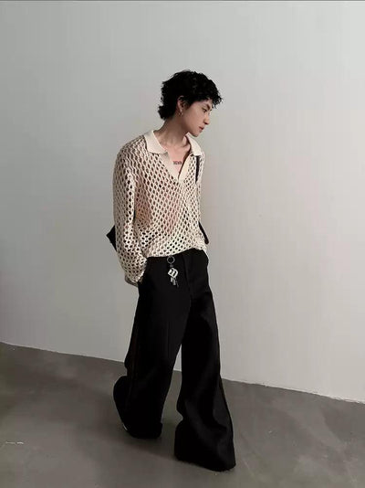 Gen V-Neck Hollow Sweater-korean-fashion-Sweater-Gen's Closet-OH Garments