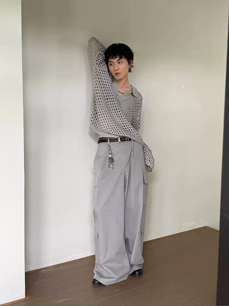 Gen V-Neck Hollow Sweater-korean-fashion-Sweater-Gen's Closet-OH Garments