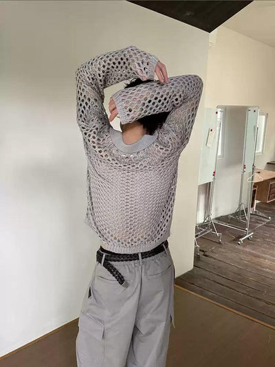 Gen V-Neck Hollow Sweater-korean-fashion-Sweater-Gen's Closet-OH Garments