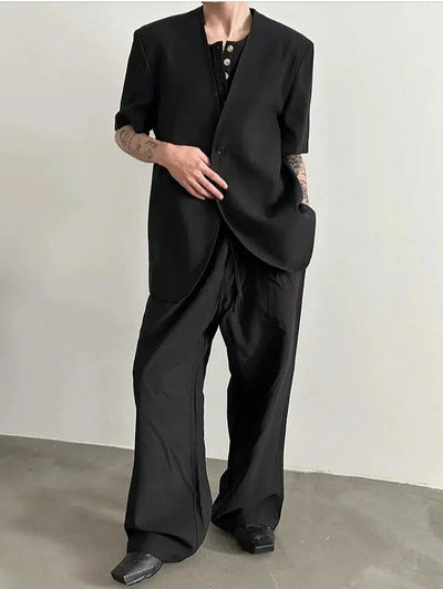 Gen V Neck Suit Blazer & Pants Set-korean-fashion-Clothing Set-Gen's Closet-OH Garments