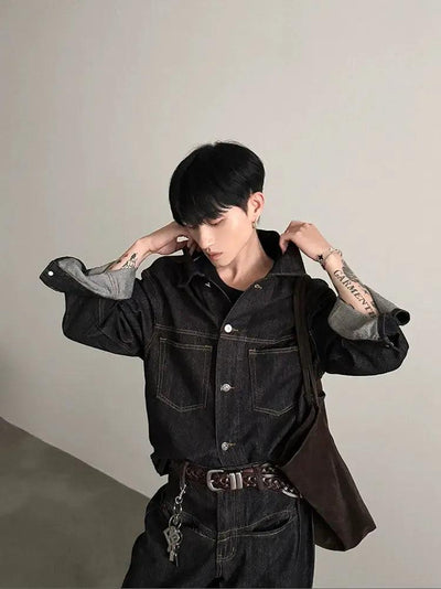 Gen Vintage Breast Pocket Denim Jacket-korean-fashion-Jacket-Gen's Closet-OH Garments