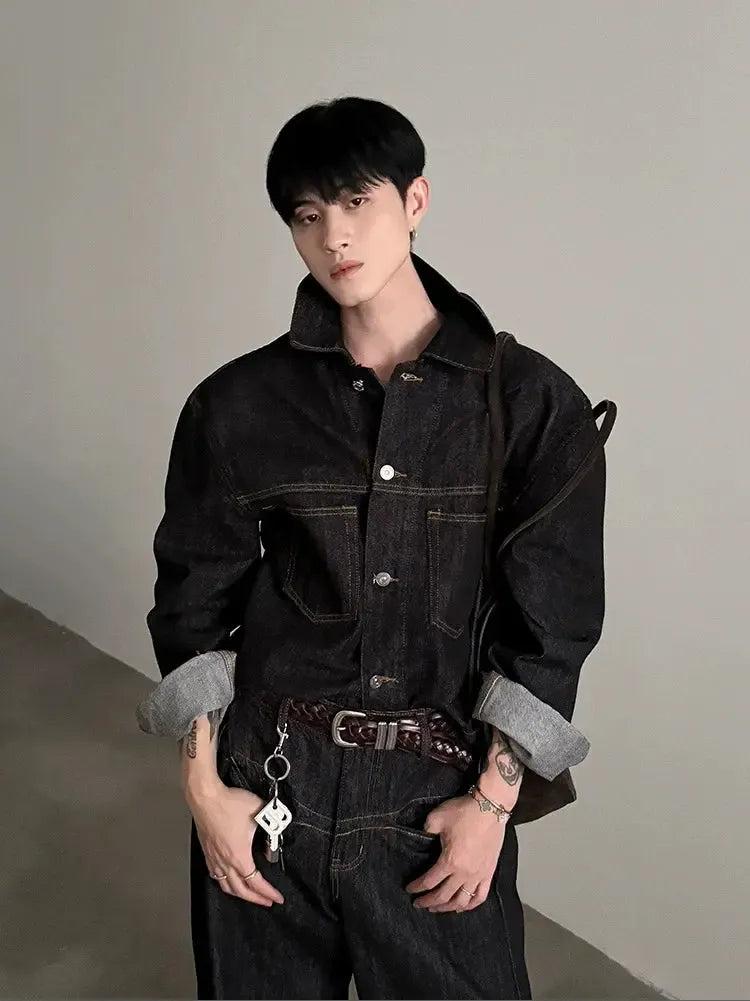 Gen Vintage Breast Pocket Denim Jacket-korean-fashion-Jacket-Gen's Closet-OH Garments