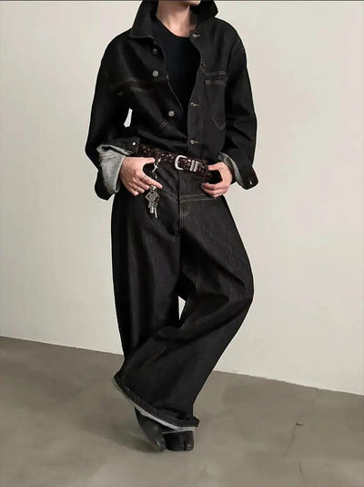 Gen Vintage Breast Pocket Denim Jacket-korean-fashion-Jacket-Gen's Closet-OH Garments