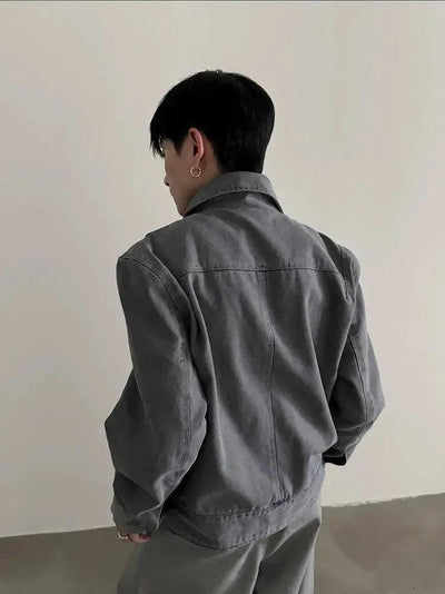Gen Washed Breast Pockets Denim Jacket-korean-fashion-Jacket-Gen's Closet-OH Garments