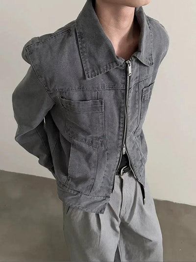 Gen Washed Breast Pockets Denim Jacket-korean-fashion-Jacket-Gen's Closet-OH Garments