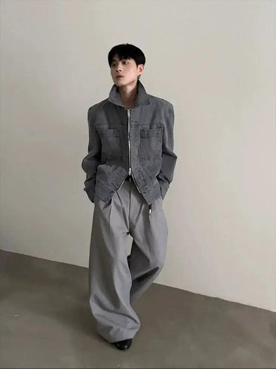 Gen Washed Breast Pockets Denim Jacket-korean-fashion-Jacket-Gen's Closet-OH Garments