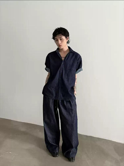 Gen Washed Loose Denim Shirt-korean-fashion-Shirt-Gen's Closet-OH Garments
