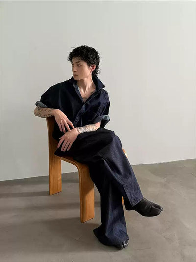 Gen Washed Loose Denim Shirt-korean-fashion-Shirt-Gen's Closet-OH Garments