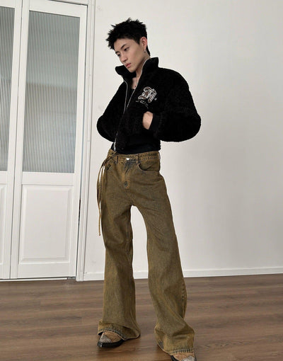 Gen Washed Waist Belt Flare Jeans-korean-fashion-Jeans-Gen's Closet-OH Garments