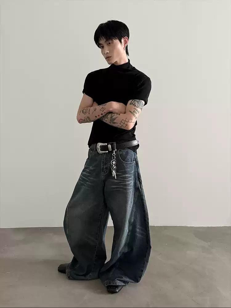Gen Whiskered Wide Scimitar Jeans-korean-fashion-Jeans-Gen's Closet-OH Garments