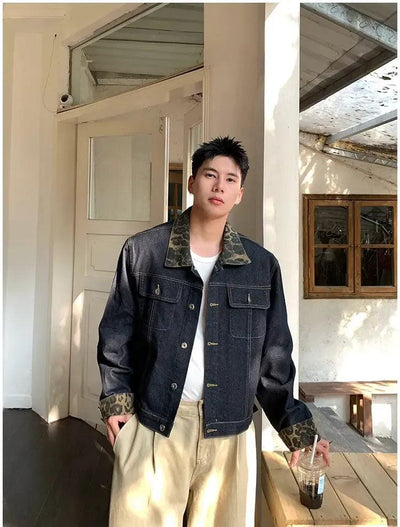 Holo Animal Print Splice Denim Jacket-korean-fashion-Jacket-Holo's Closet-OH Garments