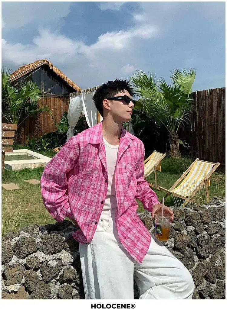 Holo Breast Pocket Plaid S/S Shirt-korean-fashion-Shirt-Holo's Closet-OH Garments