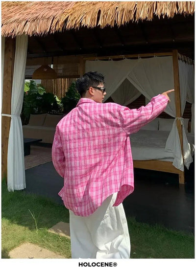 Holo Breast Pocket Plaid S/S Shirt-korean-fashion-Shirt-Holo's Closet-OH Garments