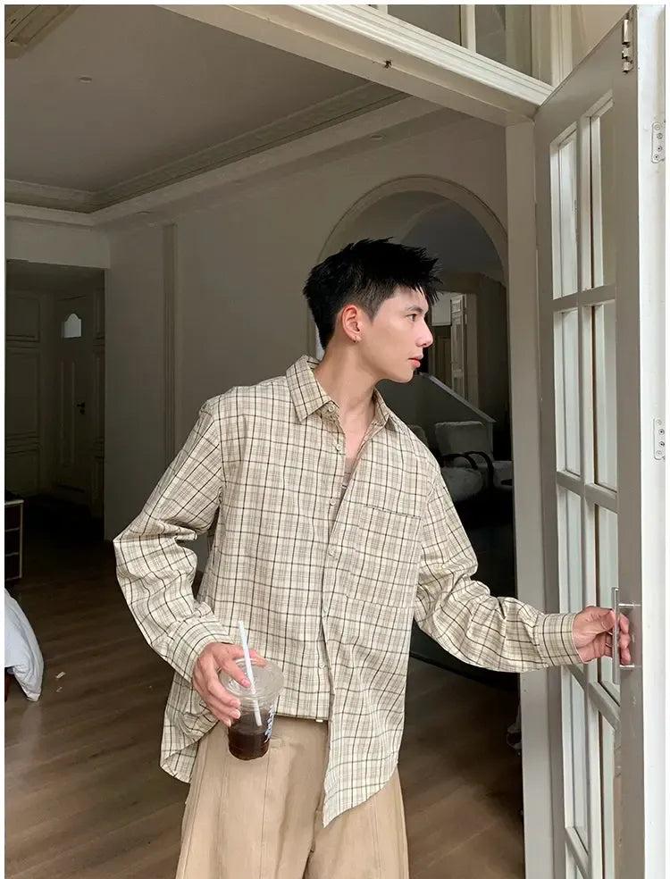 Holo Buttoned Plaid L/S Shirt-korean-fashion-Shirt-Holo's Closet-OH Garments