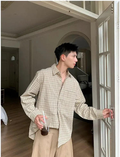 Holo Buttoned Plaid L/S Shirt-korean-fashion-Shirt-Holo's Closet-OH Garments