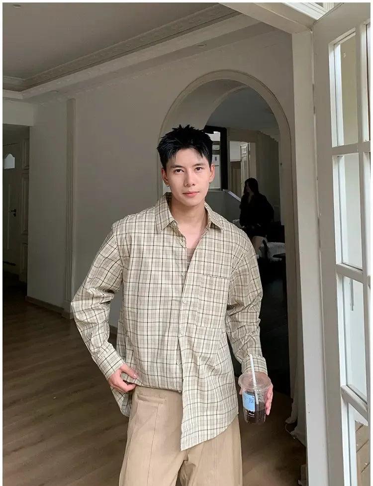 Holo Buttoned Plaid L/S Shirt-korean-fashion-Shirt-Holo's Closet-OH Garments