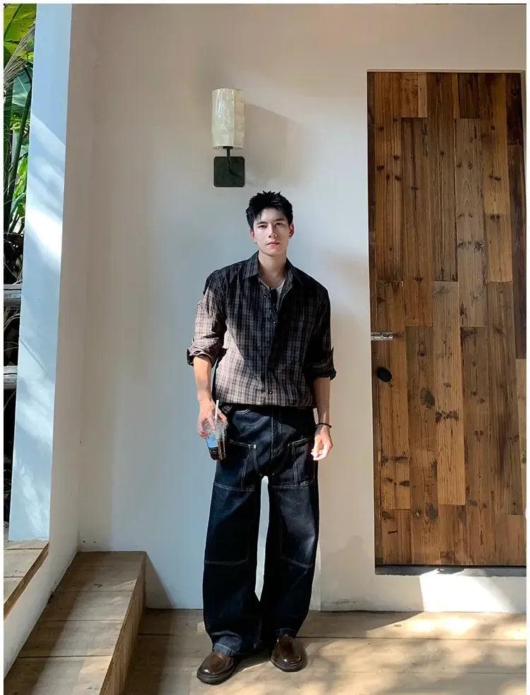 Holo Buttoned Plaid L/S Shirt-korean-fashion-Shirt-Holo's Closet-OH Garments