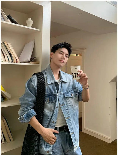 Holo Buttoned Versatile Denim Jacket-korean-fashion-Jacket-Holo's Closet-OH Garments