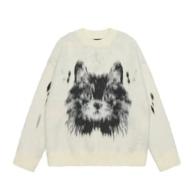 Holo Cat Fuzzy and Cozy Sweater-korean-fashion-Sweater-Holo's Closet-OH Garments