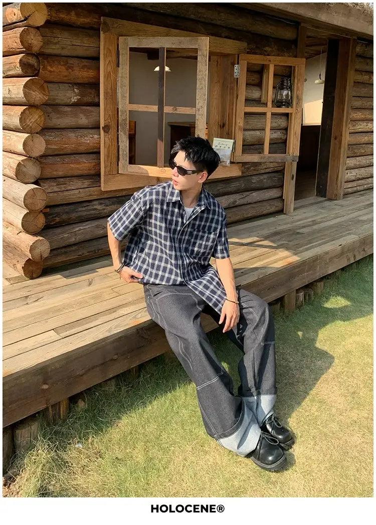 Holo Checked Button-Down S/S Shirt-korean-fashion-Shirt-Holo's Closet-OH Garments