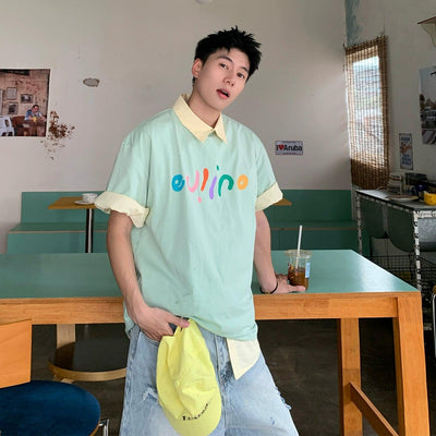 Holo Colored Text Print T-Shirt-korean-fashion-T-Shirt-Holo's Closet-OH Garments