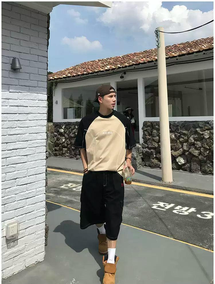 Holo Contrast Raglan Sleeve T-Shirt-korean-fashion-T-Shirt-Holo's Closet-OH Garments