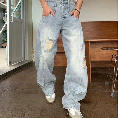 Holo Distressed Washed Jeans-korean-fashion-Jeans-Holo's Closet-OH Garments