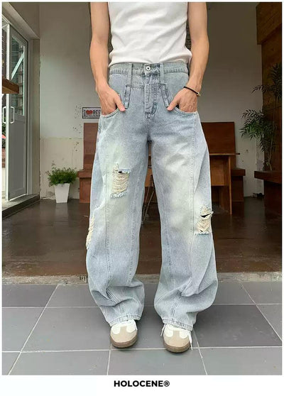 Holo Distressed Washed Jeans-korean-fashion-Jeans-Holo's Closet-OH Garments