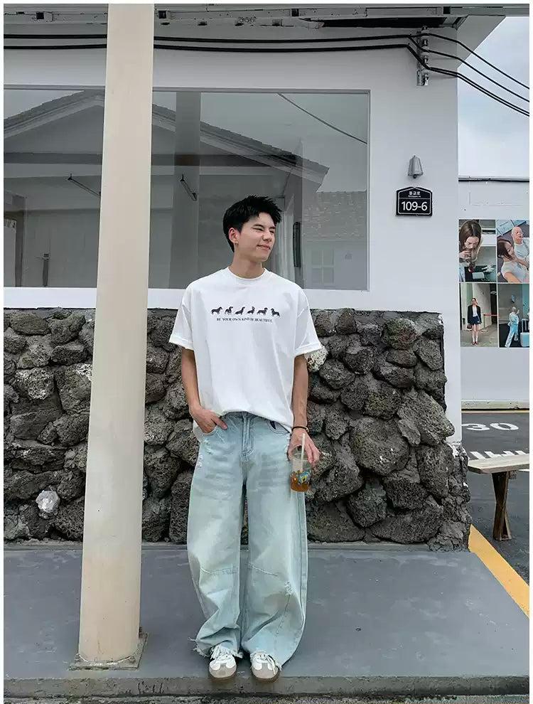 Holo Dog Graphic Print T-Shirt-korean-fashion-T-Shirt-Holo's Closet-OH Garments