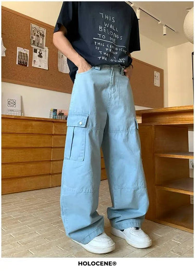 Holo Drawcord Wide Cargo Pants-korean-fashion-Pants-Holo's Closet-OH Garments