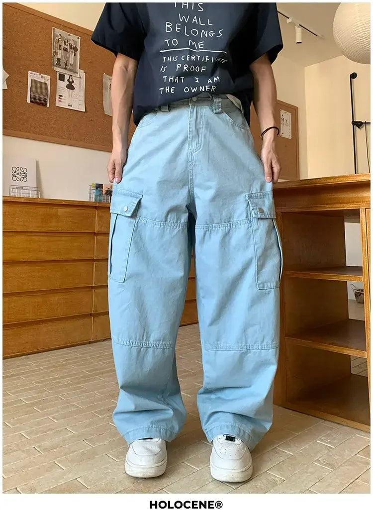 Holo Drawcord Wide Cargo Pants-korean-fashion-Pants-Holo's Closet-OH Garments